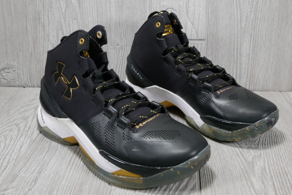 Under Armour Curry 2 Elite LE Basketball Black Gold Shoes 1280303