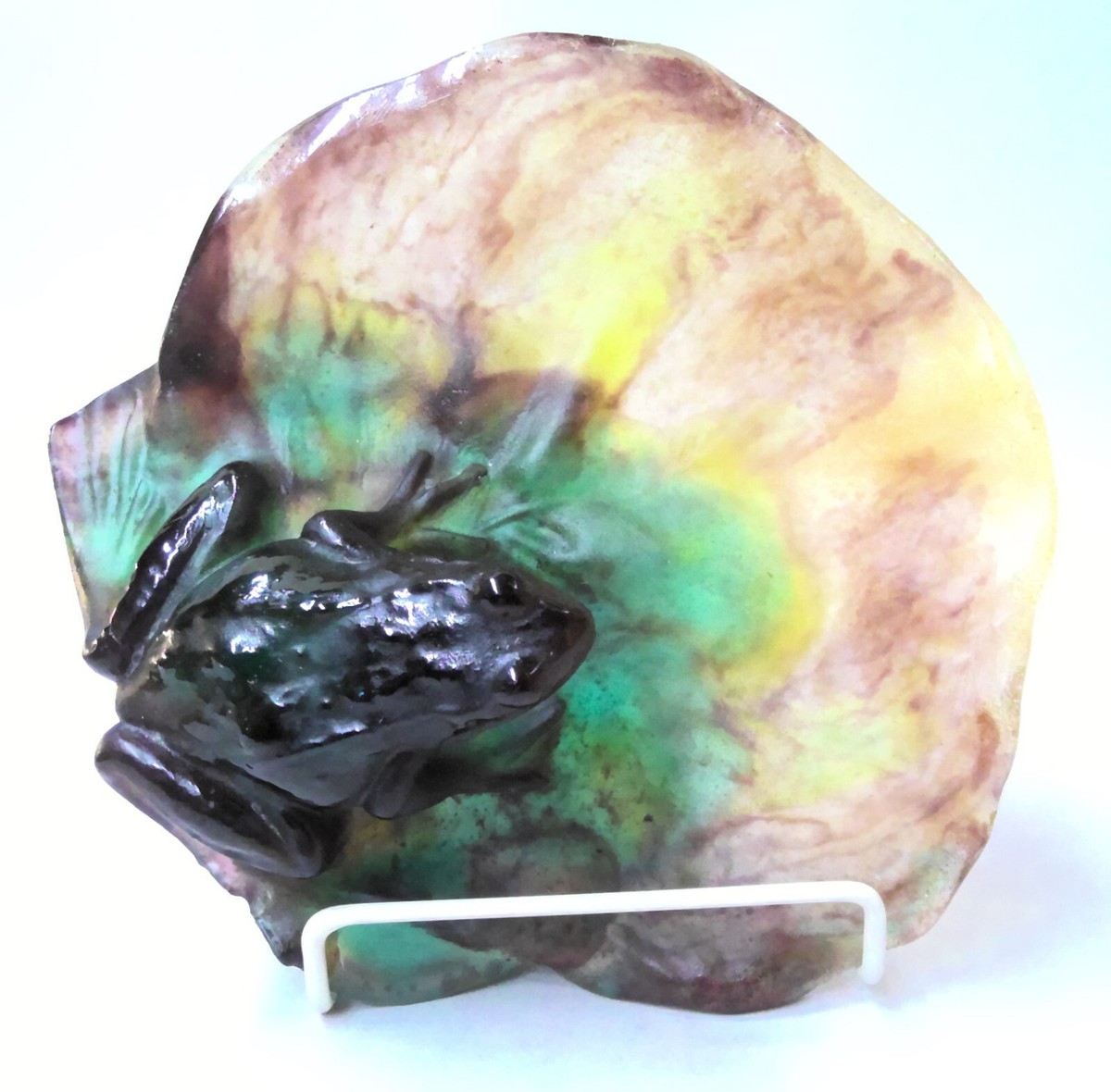 Daum France Pate de Verre Large Frog on Lily Pad Signed 6.5” | eBay