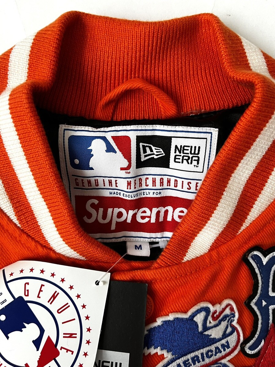 Supreme New Era MLB Varsity Jacket Orange Size M Brand New | eBay