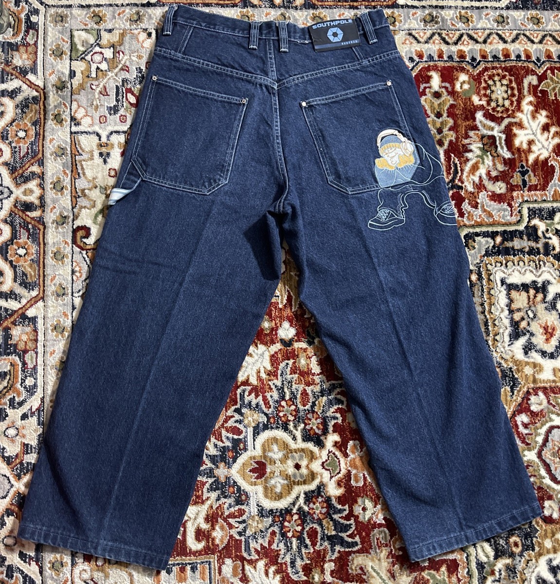 VTG Y2K Baggy Southpole B Boy Blue Jeans Wide Leg Embroidered