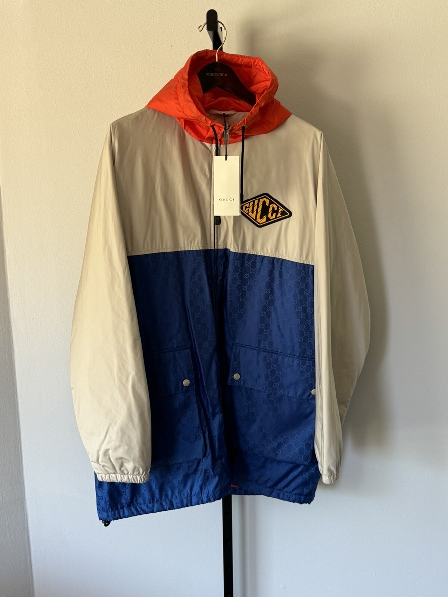 Gucci Mens Blue Orange Beige Monogram Jacket Size IT50 US Large | eBay