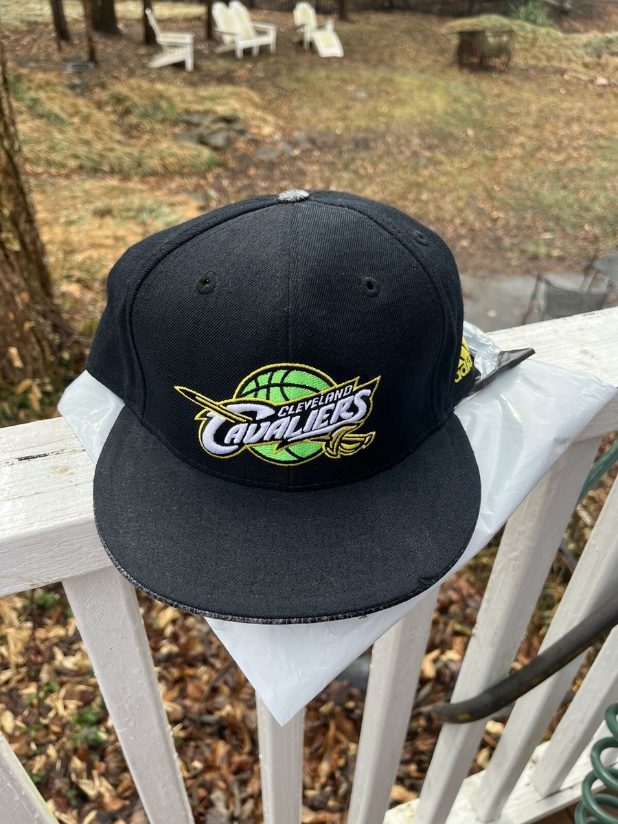 Cleveland Cavaliers NBA Adidas Fitted Hat Cap Black Green Yellow