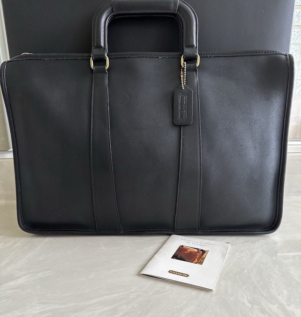 COACH VINTAGE BLACK LEATHER BUSINESS SOFT BRIEFCASE BAG 5286 90'S