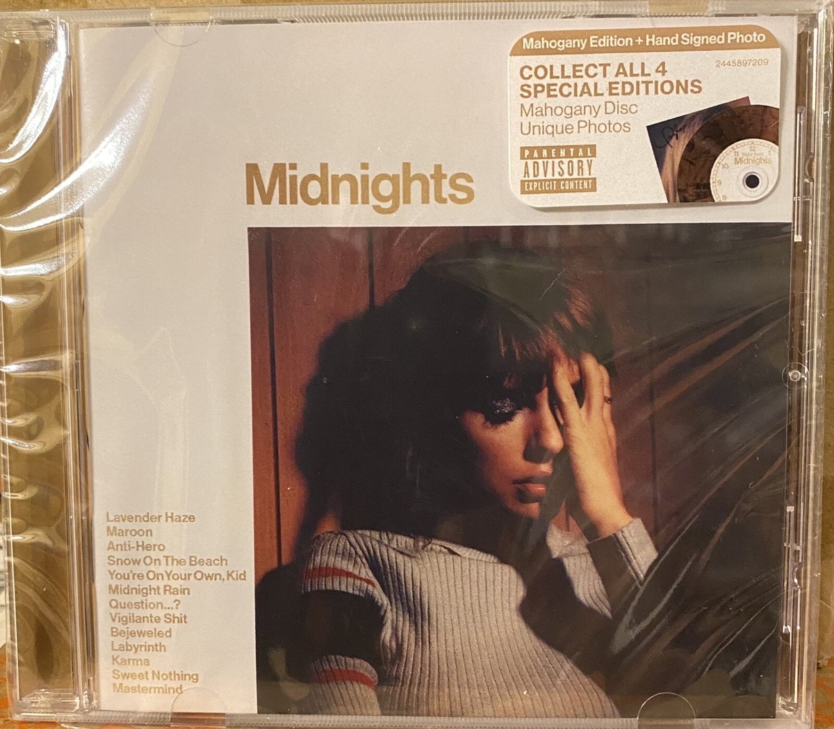 Taylor Swift SIGNED Midnights Mahogany CD Autographed Photo Insert