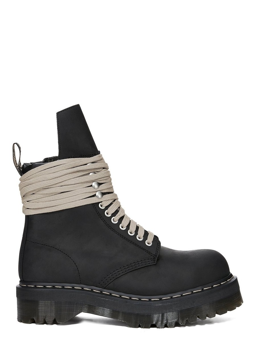 DR. MARTENS X RICK OWENS FW25 QUAD SOLE STEEL TOE BOOT OILY NUBUCK