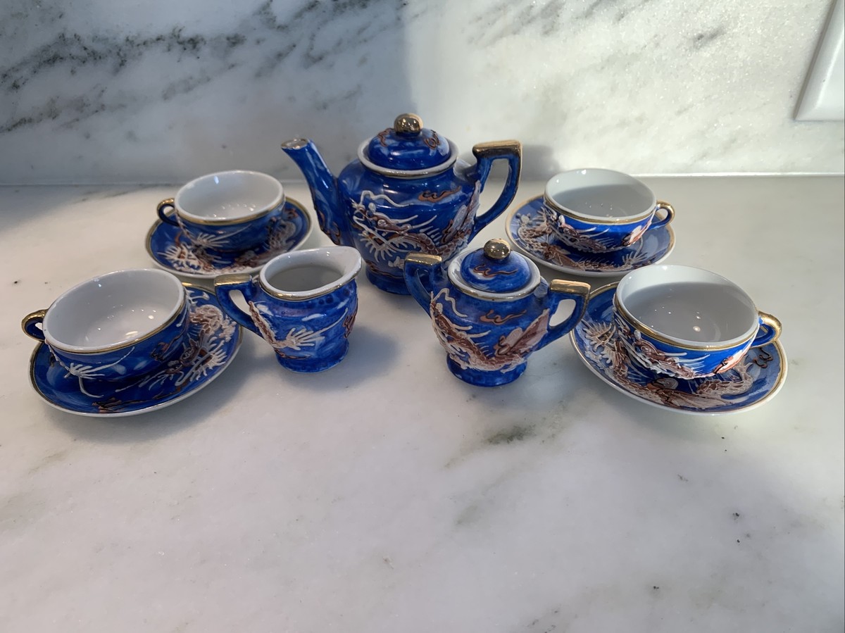 Vintage Japan Moriage Dragonware Mini Child's Tea Set Demitasse
