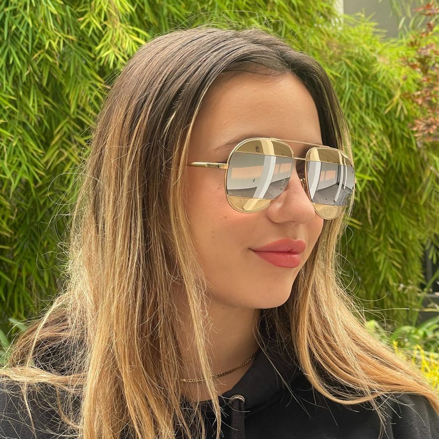 DIOR Split 1 Gold & Grey Aviator Mirrored Gold Sunglasses 000DC 59