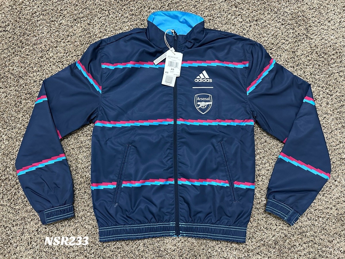 ADIDAS ARSENAL 22/23 ANTHEM REVERSIBLE JACKET NAVY PINK SKY RUSH