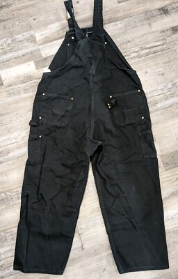 Vintage 90's Carhartt R01 BLK Black Duck Double Knee Bib Overalls
