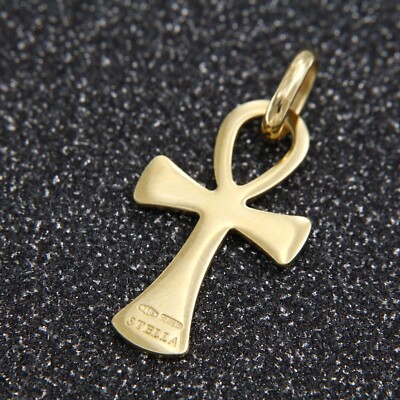 18k 750 Real Yellow GOLD Egyptian Ankh Cross Crucifix Key of Life