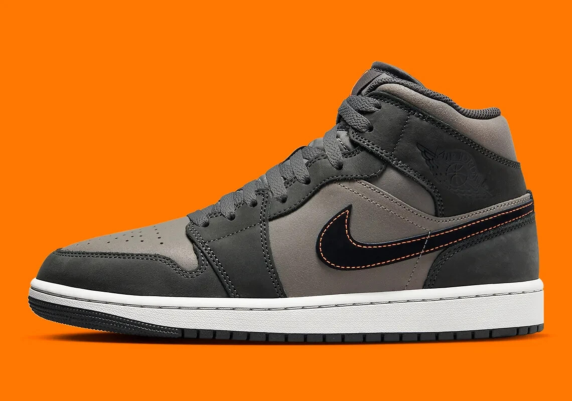 Nike Air Jordan 1 Mid 'Night Stadium' Orange Grey FQ8338-017 Mens