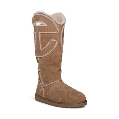 UGG X TELFAR LOGO TALL CHESTNUT SUEDE ALL GENDER BOOTS SIZE US M12