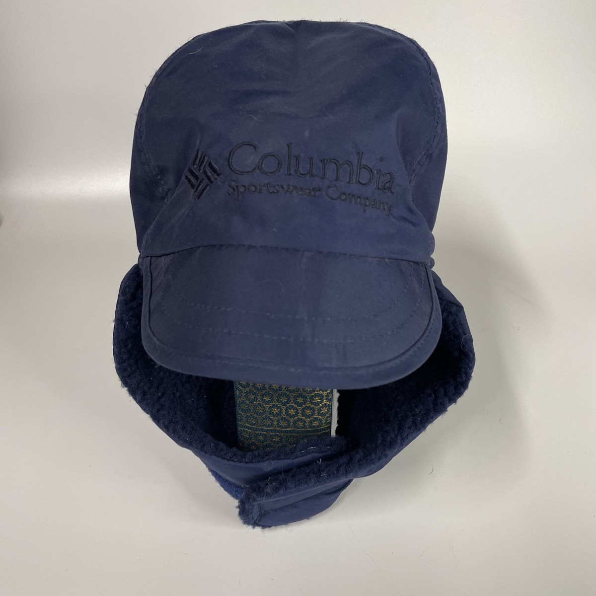 Columbia Sports Trapper Hat Blue Shell Sherpa Lined Ear Flaps L/XL