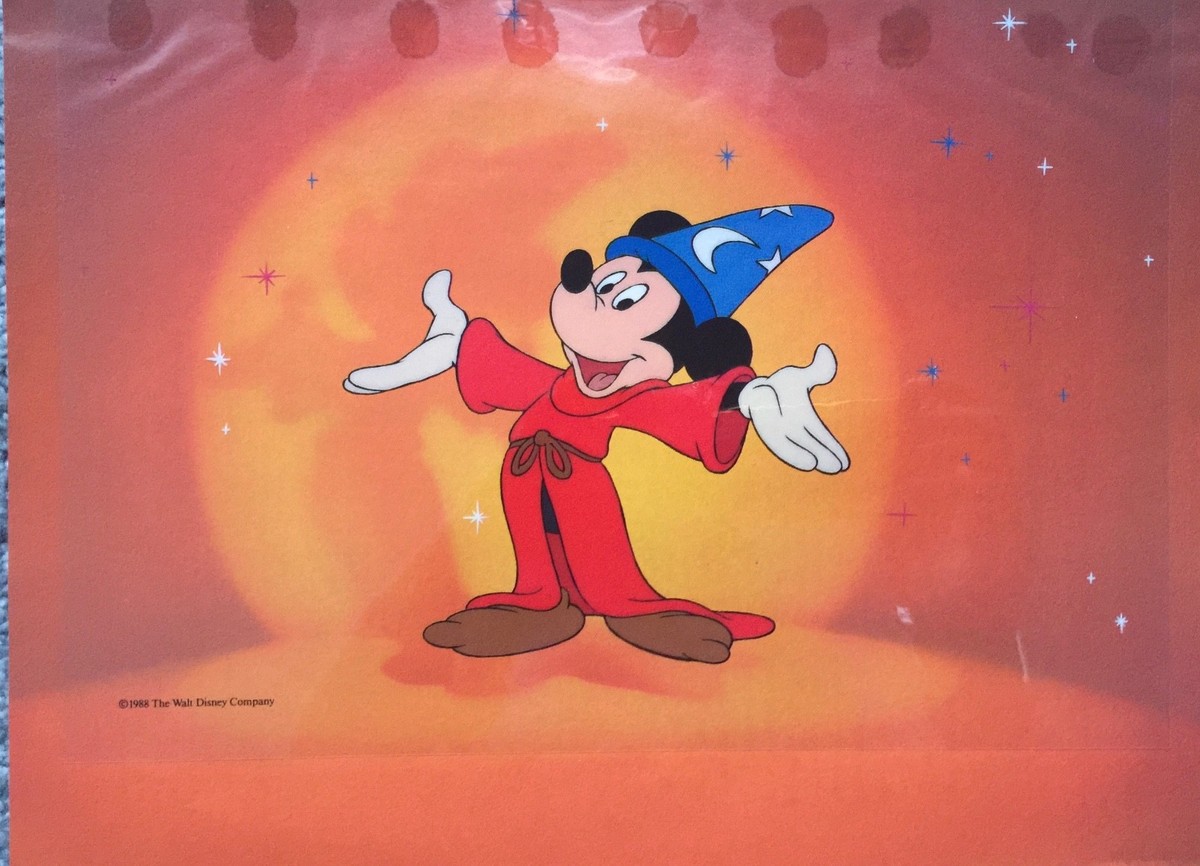 DISNEY Mickey Mouse SORCERER FANTASIA 1988 Sericel Animation Art