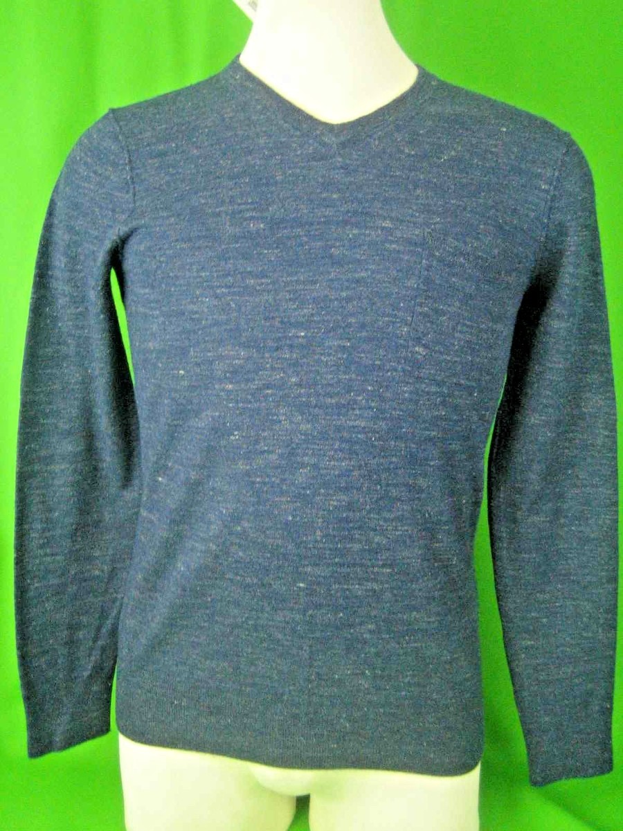 VINCE Blue Fine Knit Wool NEW Light V-neck Sweater sz S $199 | eBay