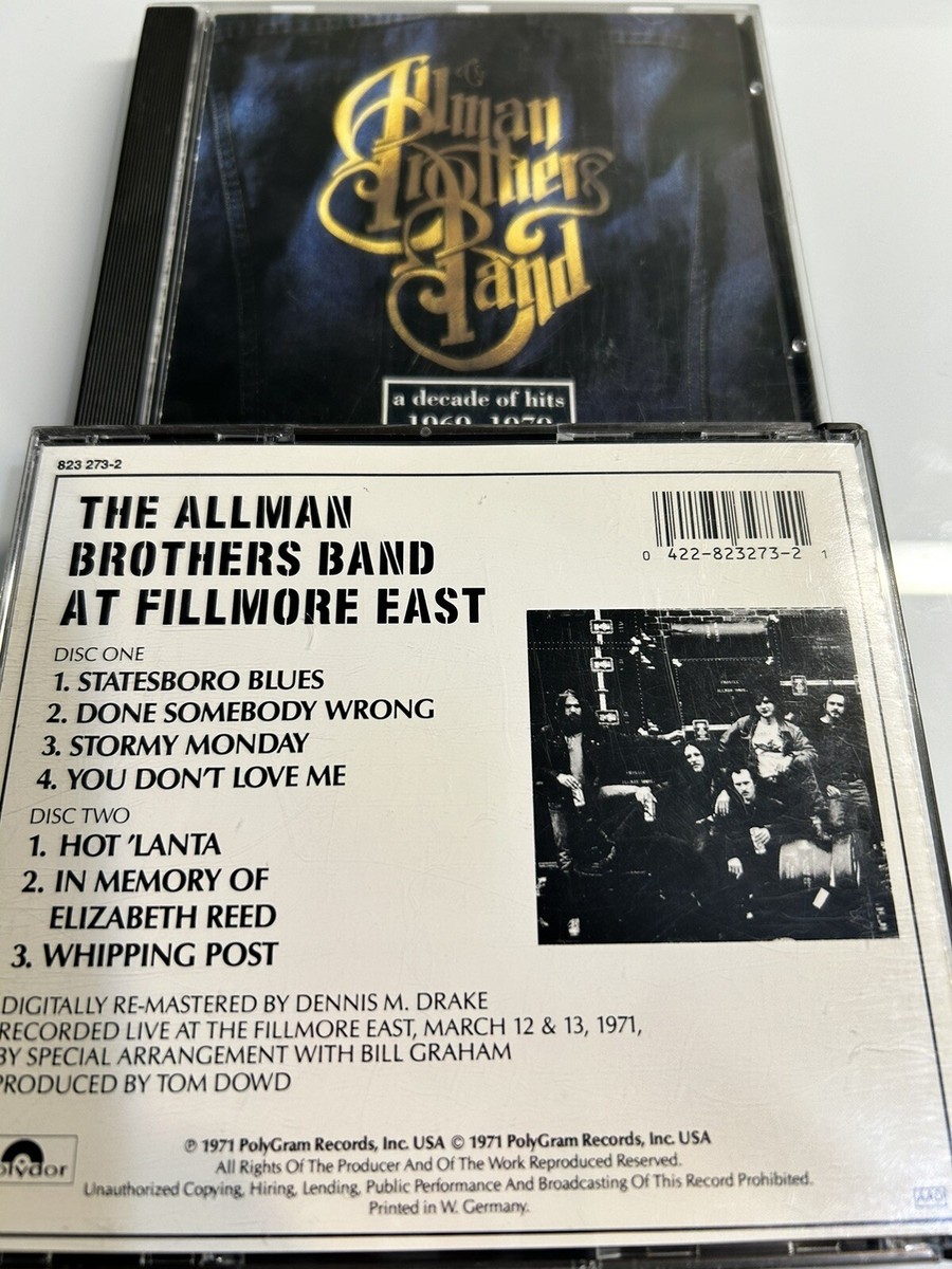 The Allman Brothers Band At Fillmore East 1971 2CD Set +Decade of