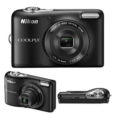 Nikon COOLPIX L30 Digital Camera Black 20.1MP 5× Optical Zoom Date