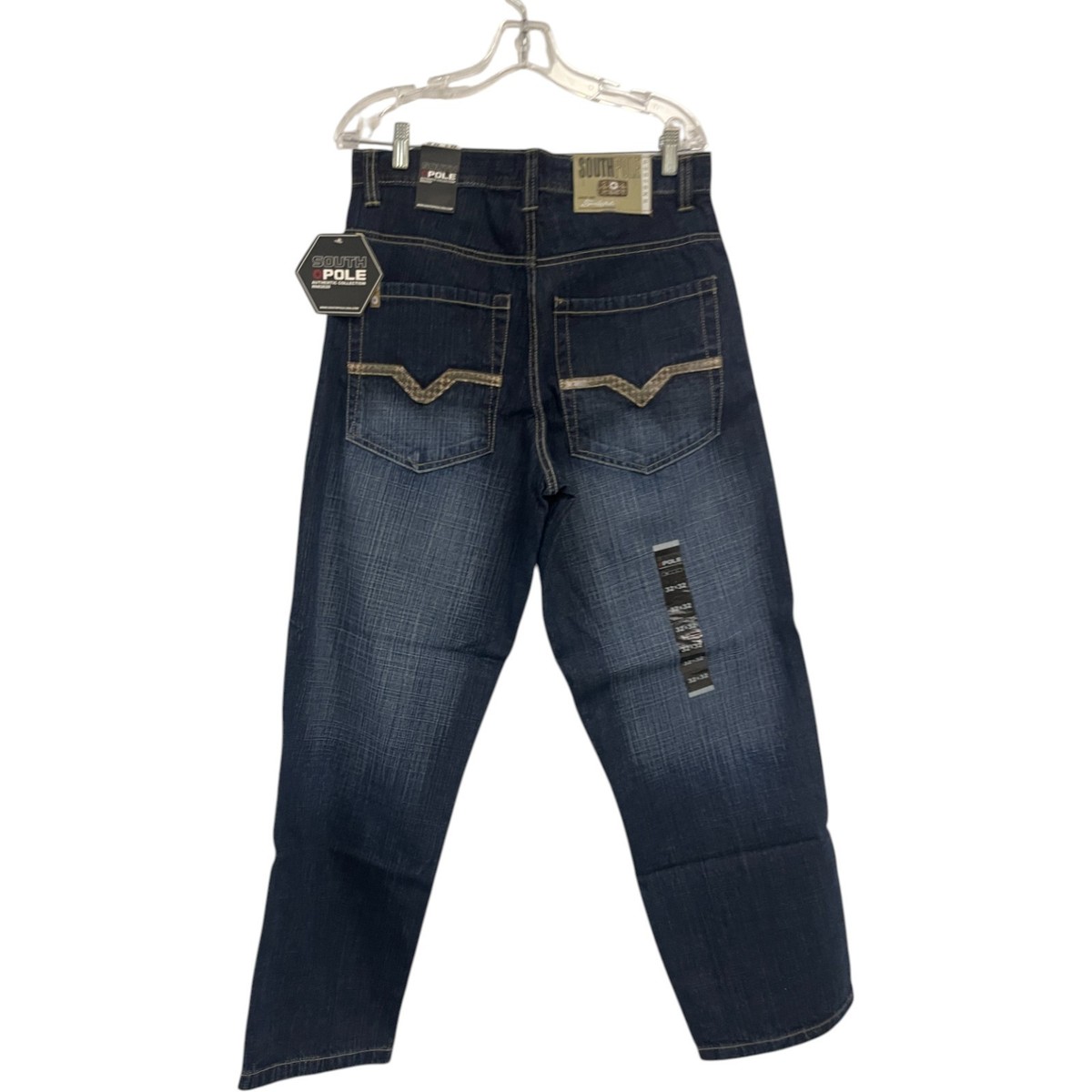 Southpole Jeans Mens 32x32 Blue Baggy Hip Hop Dark Wash Brown Tab