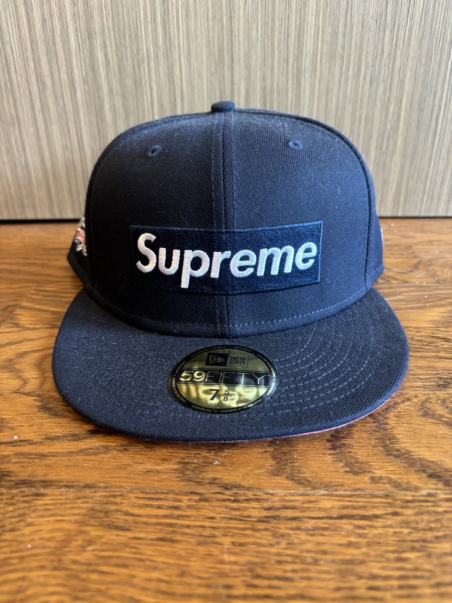 NWT Supreme No Comp Box Logo New Era Fitted Hat 7 5/8 World Famous