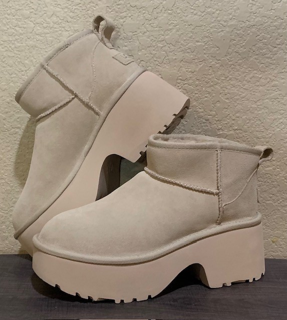 UGG Classic New Heights Ultra Mini Womens Platform Boots Mustard