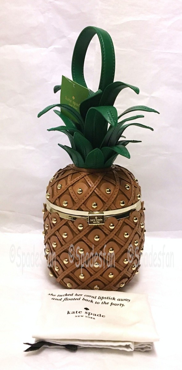 Kate Spade PXRU8938 By The Pool Leather 3D Pineapple Bag Clutch