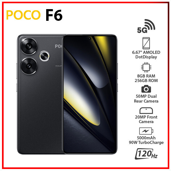 Unlocked) Xiaomi POCO F6 5G BLACK 8GB+256GB Dual SIM Android Cell