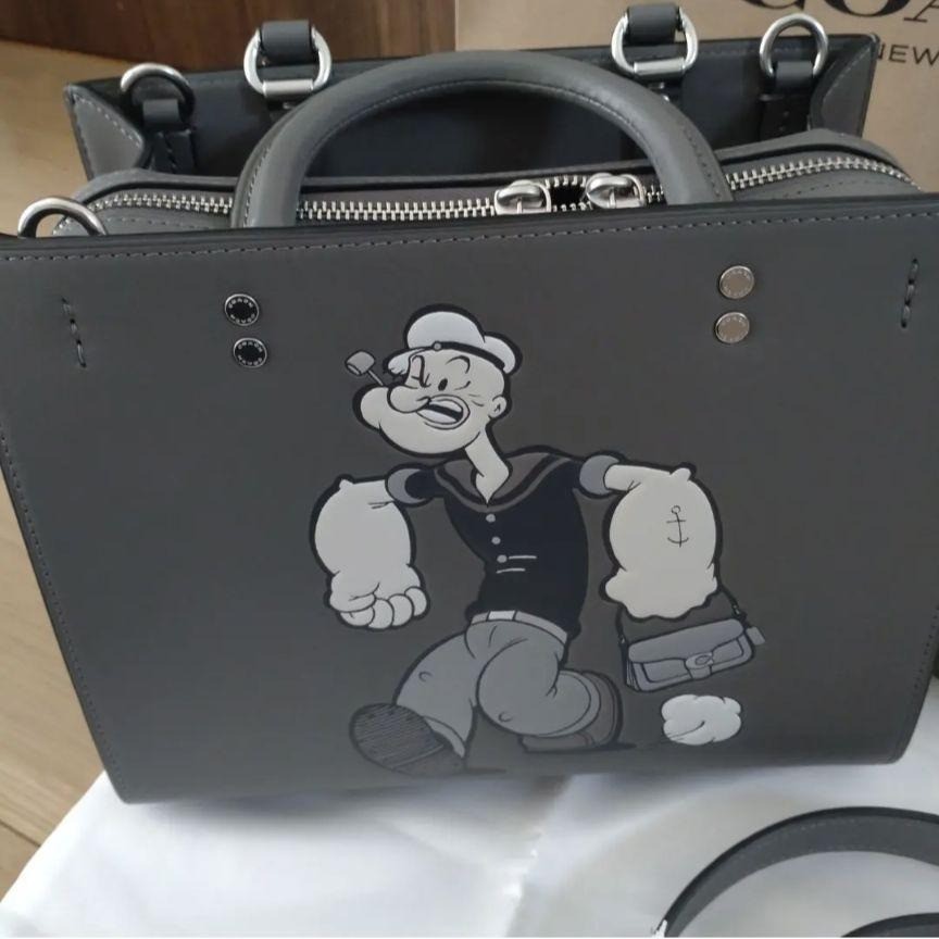 COACH x POPEYE Rogue 25 Gray Multi Glovetanned Leather Shoulder