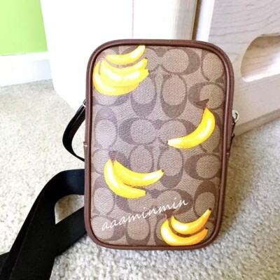 NWT COACH Aden Crossbody In Signature Canvas With Banana Print