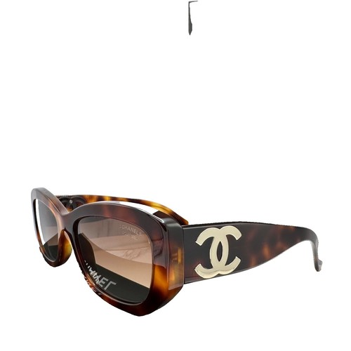 Chanel Coco Mark Sunglasses Brown Gold Hardware Women's With box