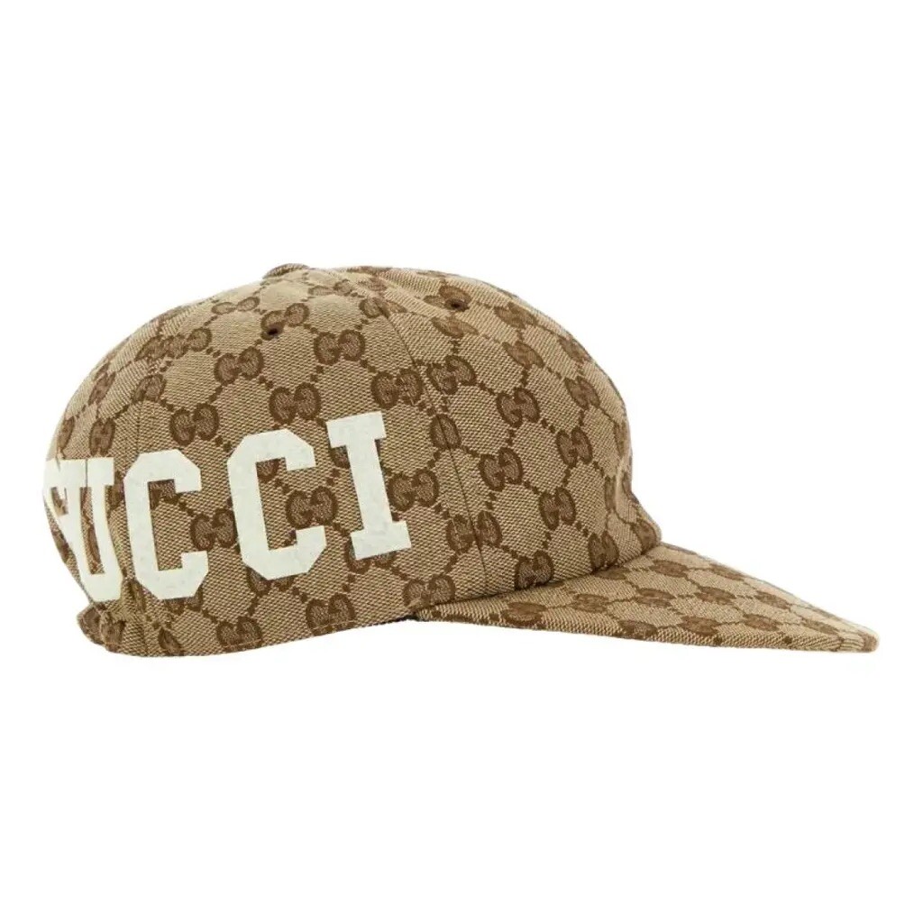 GUCCI beige supreme GG Web logo canvas baseball cap Size XS 56