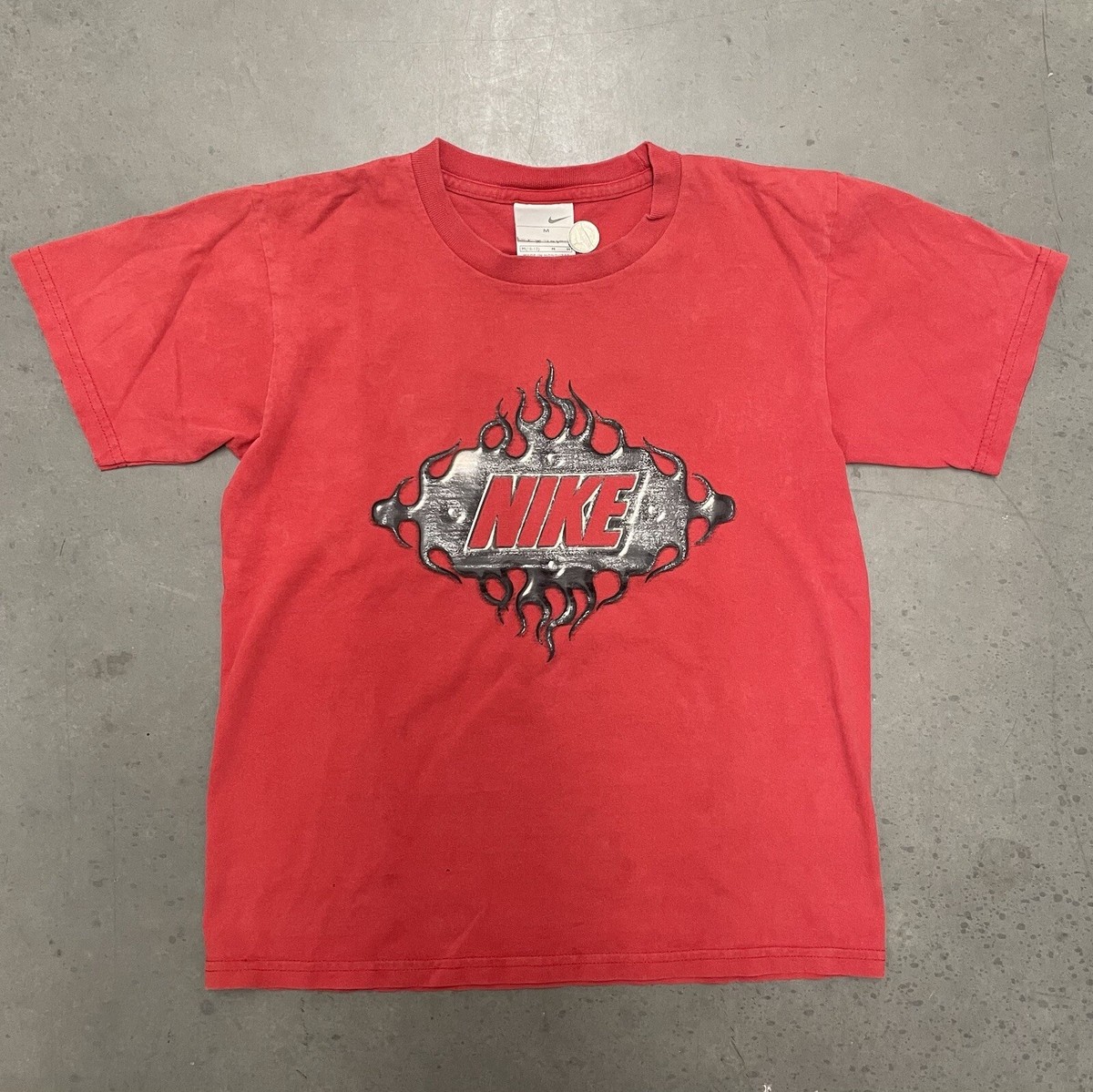 Nike Y2K 90s Tribal Flame Crop Top Baby Tee Shirt Jesse Pinkman