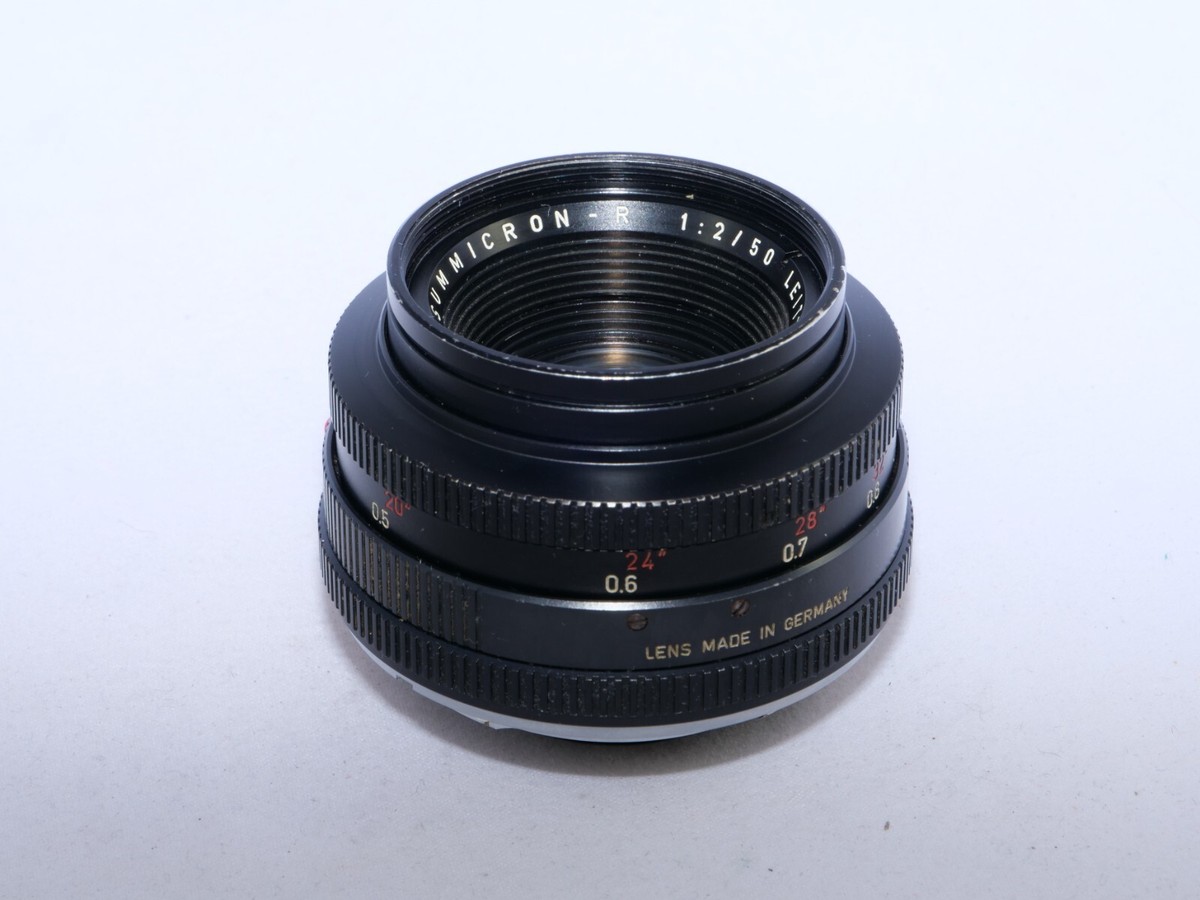 Leica Summicron-R 50mm f2 lens. Germany. 1 CAM. RED SCALE. Hood