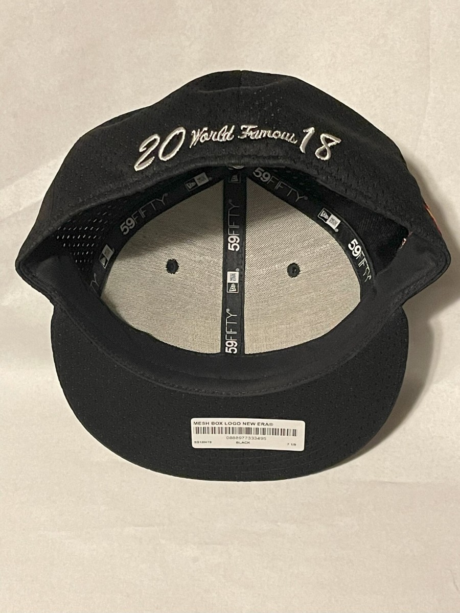 SUPREME x New Era Mesh Box Logo Fitted Hat Cap BLACK 7 1/8 NEW! S