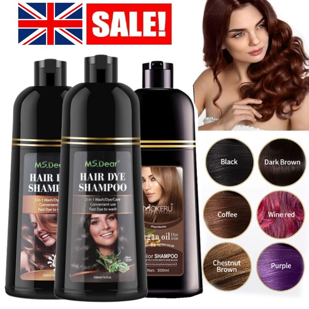 500ml Permanent Instant Hair Dye Color Shampoo MOKERU Argan Oil