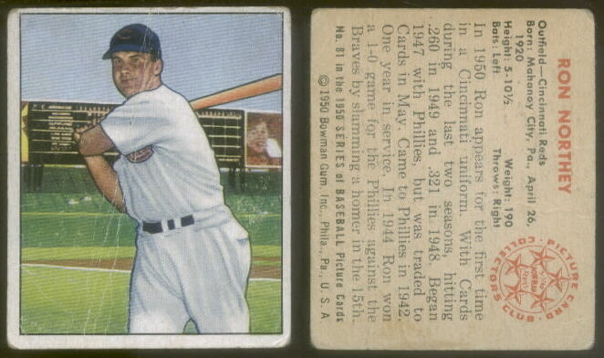 5379) 1950 Bowman 81 Ron Northey Reds-GD | eBay