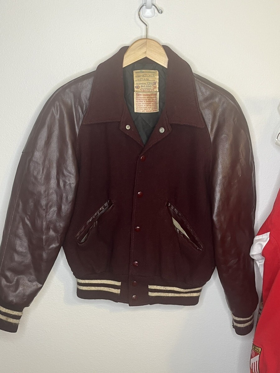 VTG 60's/70's DeLONG Sportswear Leather Varsity Jacket Sz 36 Blank