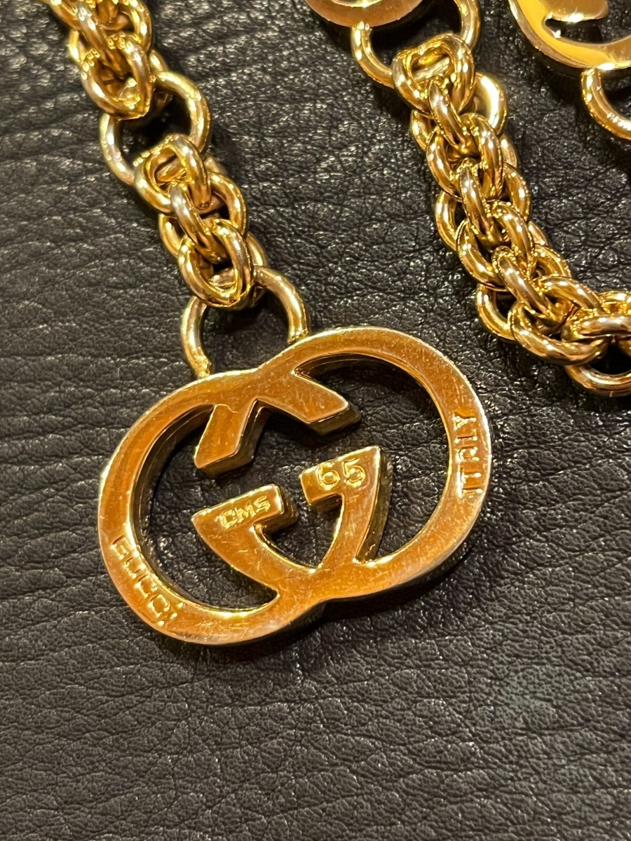 GUCCI BELT Chain AUTH Logo mark Vintage RARE Gold GG Necklace OLD