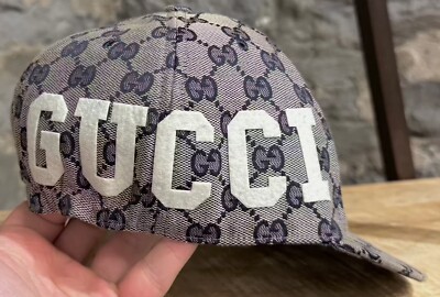 GUCCI GG Logo 25 Patch Jacquard Cotton Canvas Baseball Cap Hat