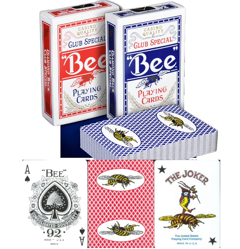Lot 2 OHIO MADE CASINO BUMBLE BEE BACK Playing Cards Red & Blue