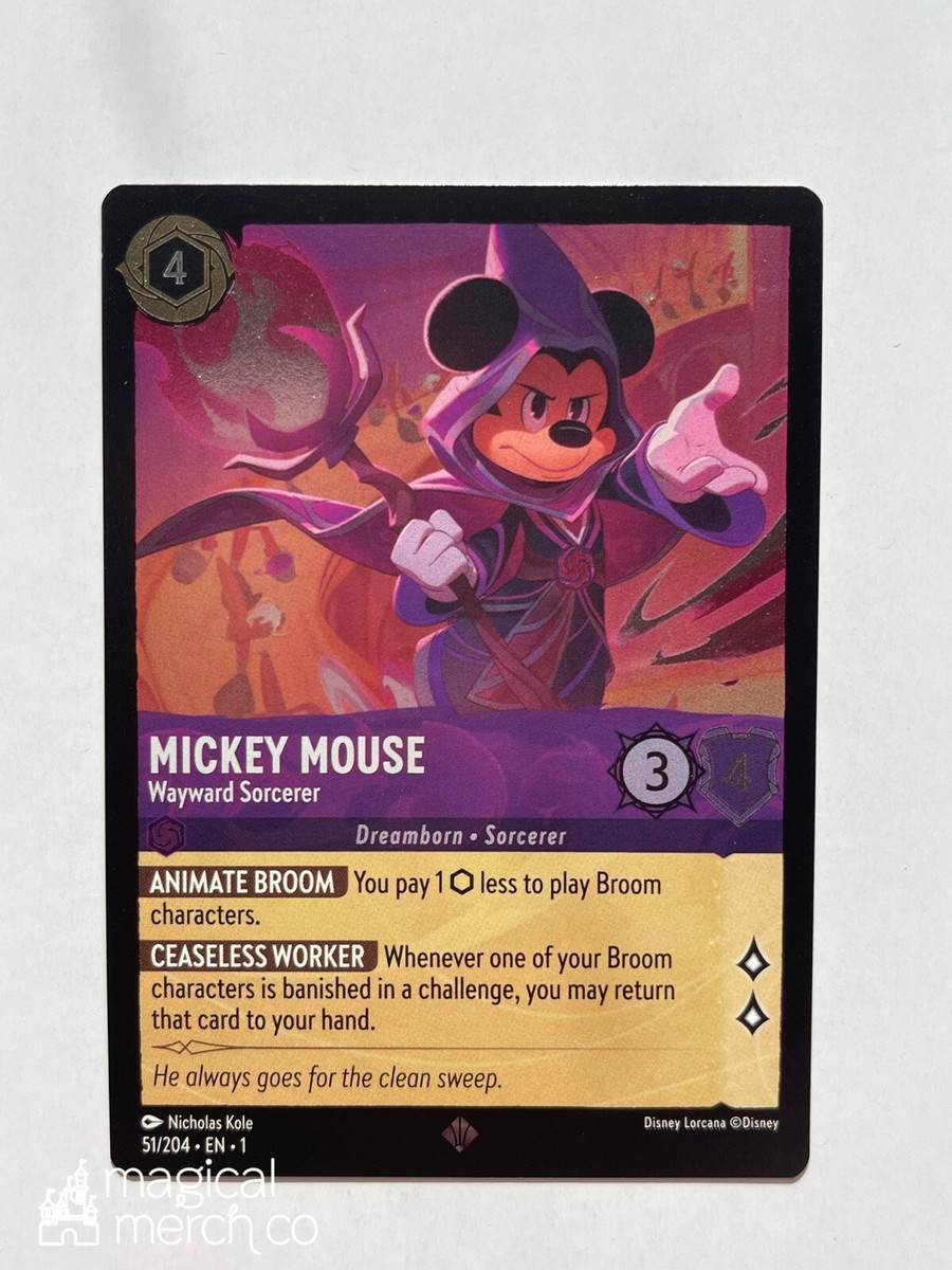 Disney Lorcana Mickey Mouse Wayward Sorcerer 51/204 Super Rare NM