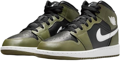Nike Air Jordan 1 Mid Black White Olive DQ8423-092 GS New | eBay