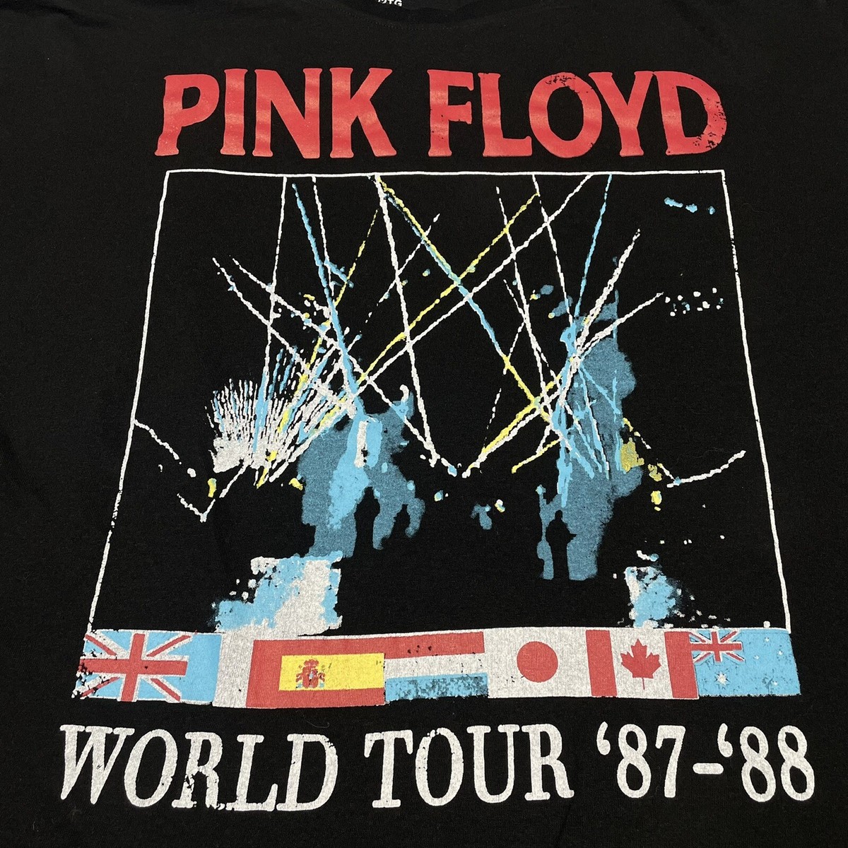 Pink Floyd World Tour '87-'88 Black T-Shirt Guitar Rock Band