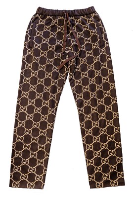 GUCCI NOJUM 690487 Brown GG Embroidered Crystal Trouser Jogging