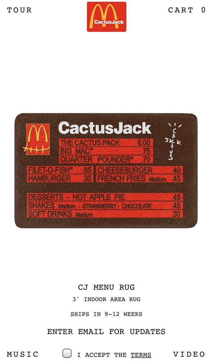 Travis Scott X Mcdonald's Cactus Jack Menu Rug | eBay