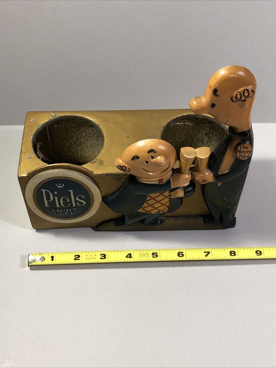 Vintage Piels Beer & Harry Cast Metal Caddy Straw Swizzle Stick