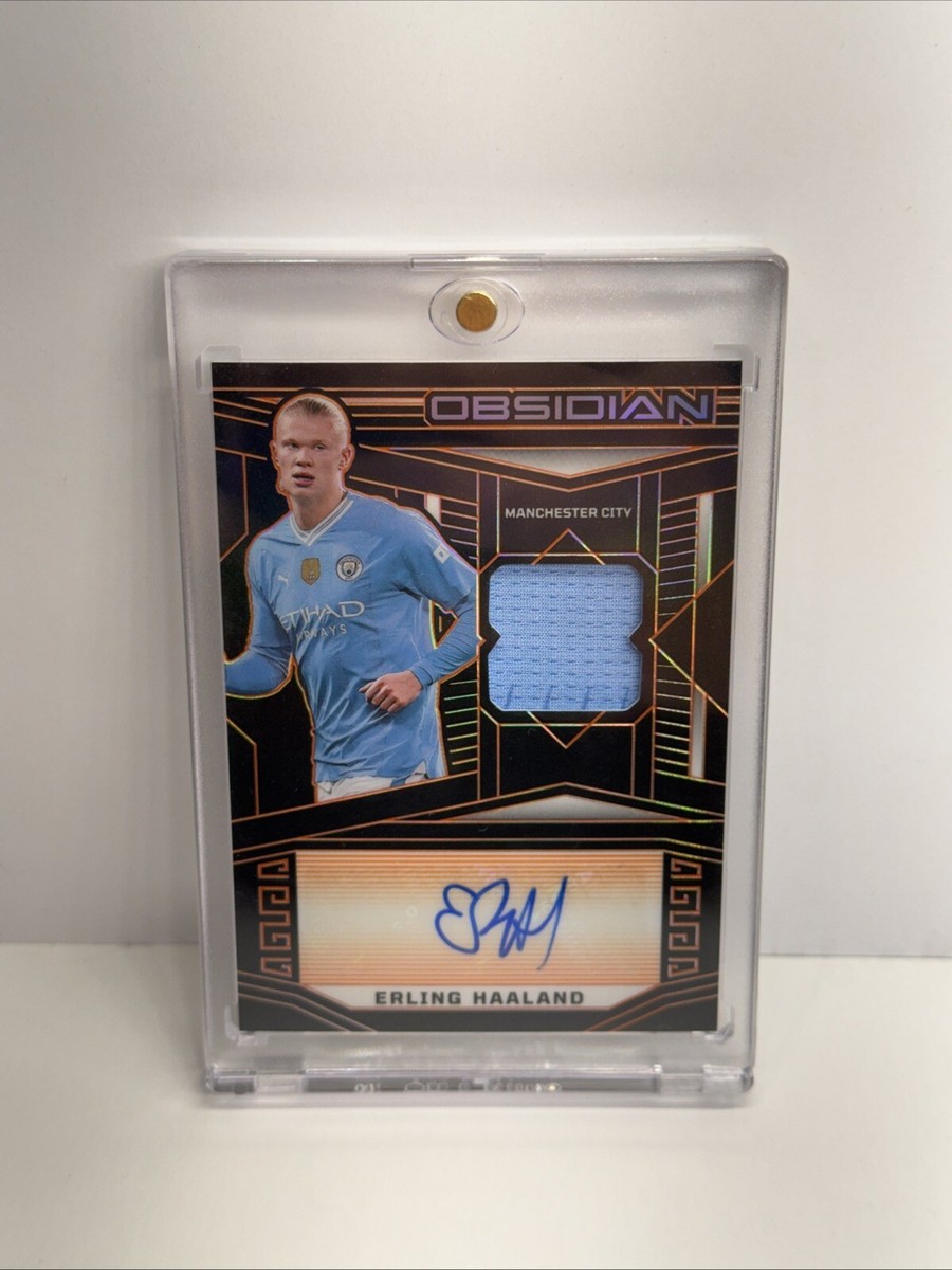 2023-24 Panini Obsidian Soccer Erling Haaland Obsidian Patch Auto