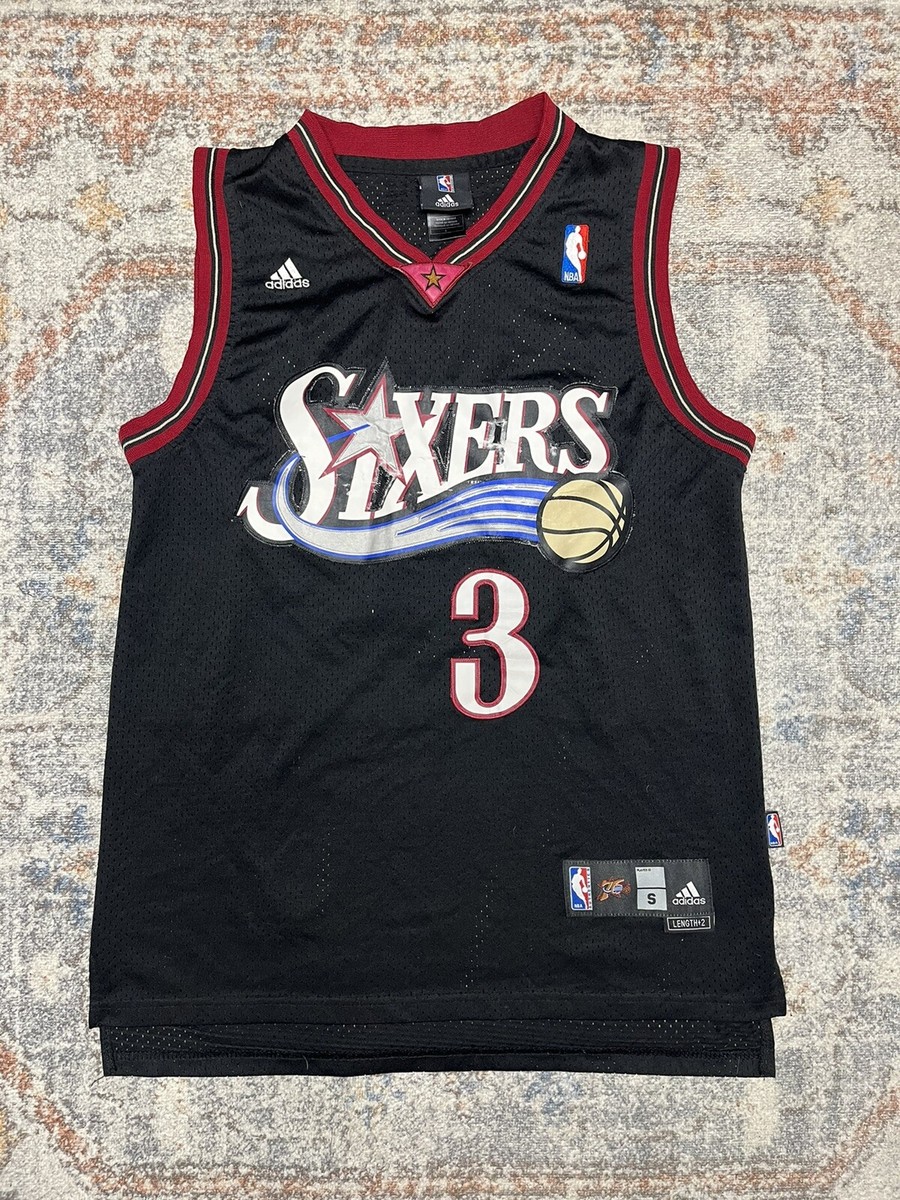 Adidas Allen Iverson Jersey Small +2 Black Philadelphia 76ers