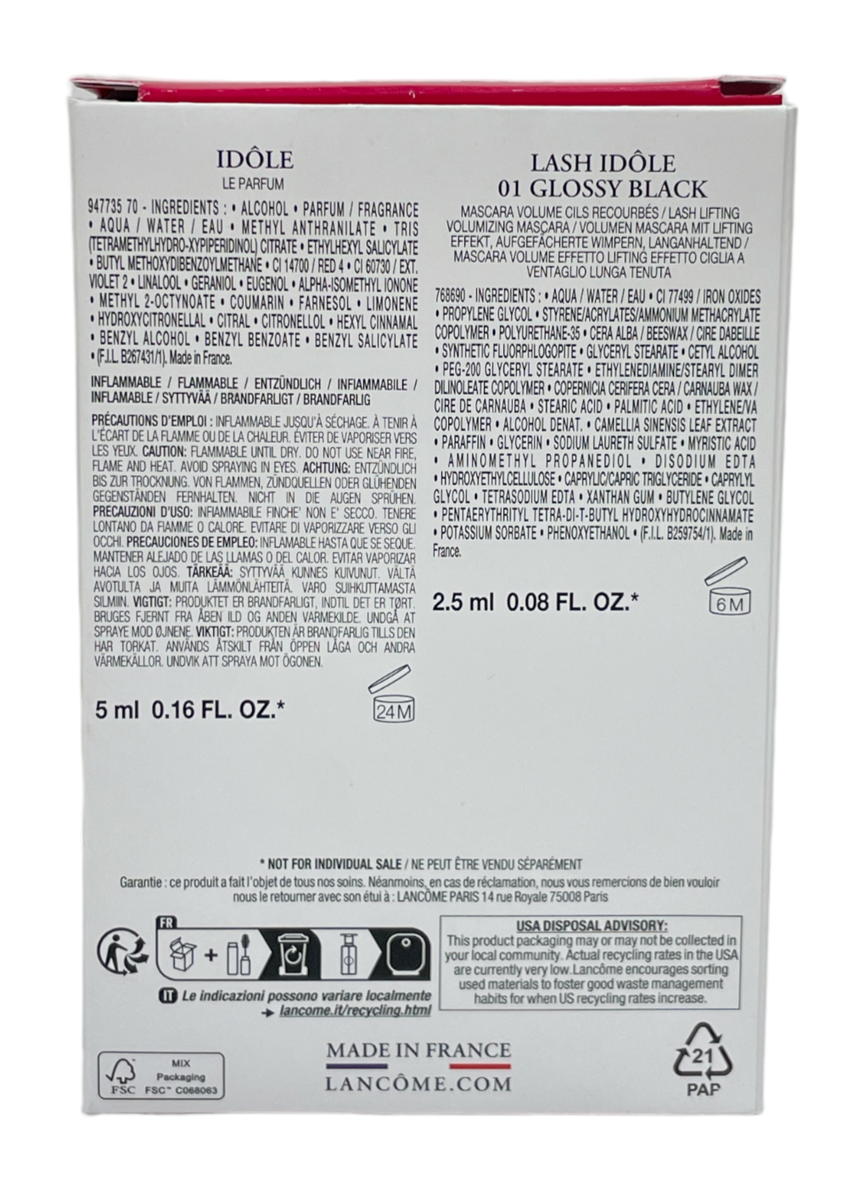 Lancome Idole Set (Idole Le Parfum 0.16fl.oz) & (Lash 01Glossy