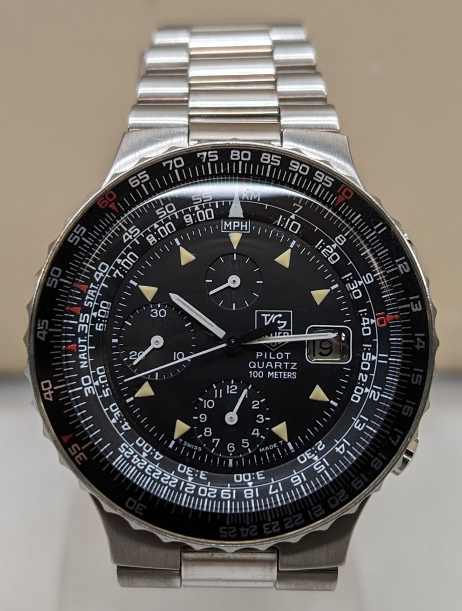 Vintage 1980s TAG Heuer Pilot Chronograph Ref 230.206 Cal 185