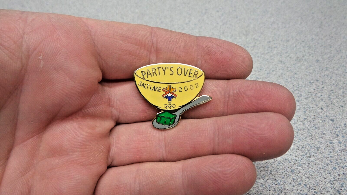 2002 SLC WINTER OLYMPICS GREEN JELLO PARTY'S OVER PIN #41 | eBay